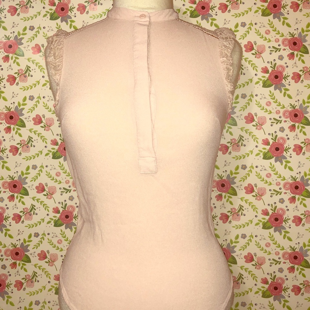 Pink lace panel sleeveless top
